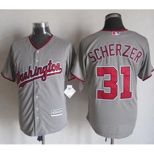 Washington Nationals #31 Max Scherzer Grey New Cool Base Stitched Jersey Men's