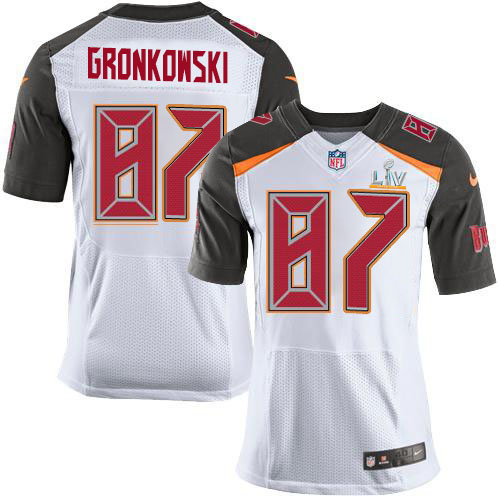 Buccaneers #87 Rob Gronkowski White Men's Super Bowl LV Bound Stitched New Elite Jersey