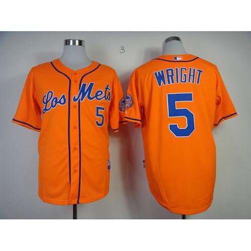 Mets #5 David Wright Orange Los New York Mets Cool Base Stitched Jersey Men's