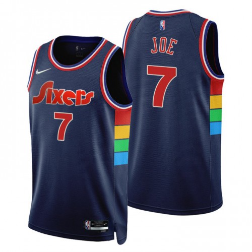 Philadelphia 76ers #7 Isaiah Joe Navy Mens 75th Anniversary Diamond Swingman Jersey - Icon Edition Mens