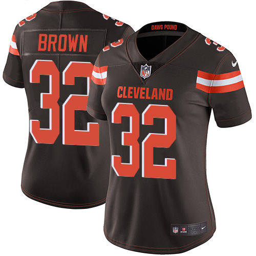 Browns #32 Jim Brown Brown Team Color Women's Stitched Vapor Untouchable Limited Jersey