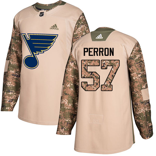 Adidas St. Louis Blues #57 David Perron Camo Authentic 2017 Veterans Day Stitched Jersey Men's