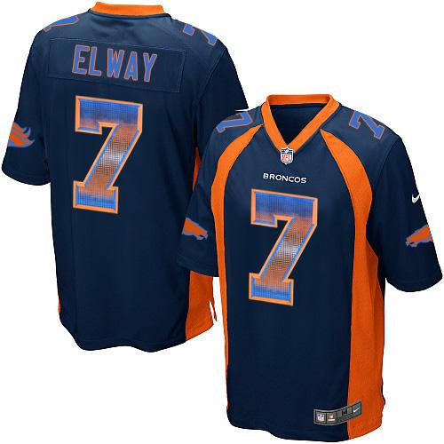 Broncos #7 John Elway Navy Blue Alternate Men's Stitched Limited Strobe Jersey
