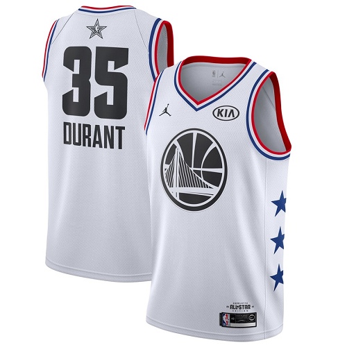 Golden State Warriors #35 Kevin Durant White Jordan Swingman 2019 All-Star Game Jersey Mens