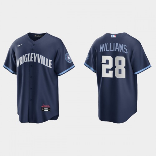 Chicago Chicago Cubs #28 Mitch Williams Men's 2021 City Connect Fans Version Navy Jersey Men's
