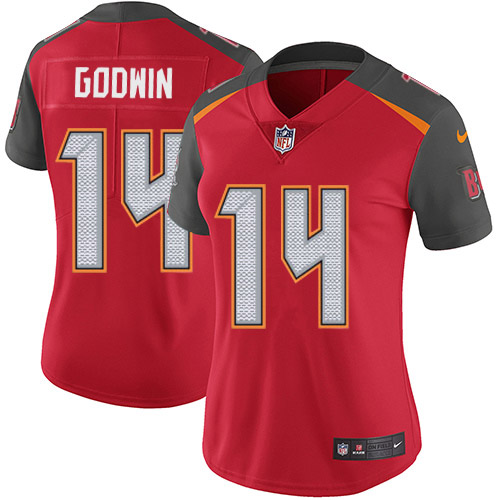 Buccaneers #14 Chris Godwin Red Team Color Women's Stitched Vapor Untouchable Limited Jersey