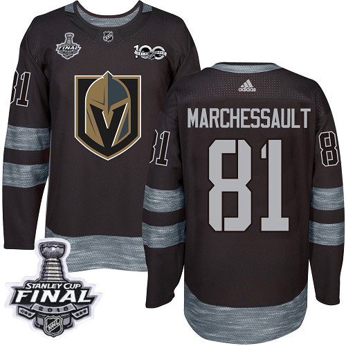 Adidas Golden Vegas Golden Knights #81 Jonathan Marchessault Black 1917-2017 100th Anniversary 2018 Stanley Cup Final Stitched Jersey Men's