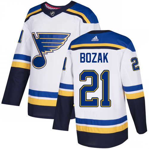 Adidas St. Louis Blues #21 Tyler Bozak White Road Authentic Stitched Jersey Men's
