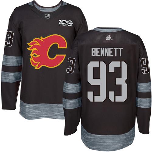 Adidas Calgary Flames #93 Sam Bennett Black 1917-2017 100th Anniversary Stitched Jersey Men's