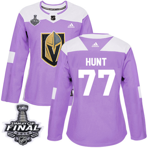 Adidas Golden Vegas Golden Knights #77 Brad Hunt Purple Authentic Fights Cancer 2018 Stanley Cup Final Women's Stitched Jersey Womens