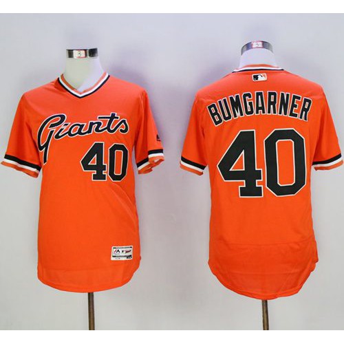 San Francisco Giants #40 Madison Bumgarner Orange Flexbase Authentic Collection Cooperstown Stitched Jersey Men's