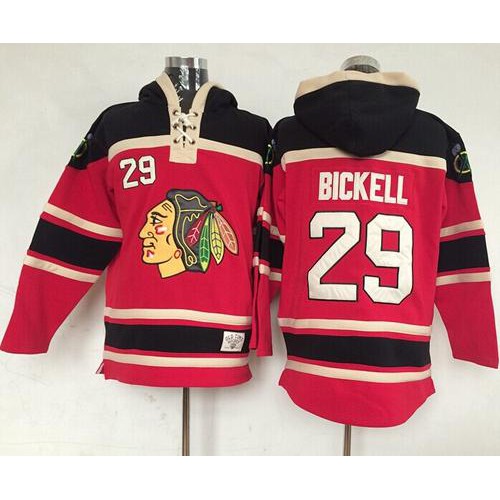 Chicago Blackhawks #29 Bryan Bickell Red Sawyer Hooded Sweatshirt Stitched Jersey Men's