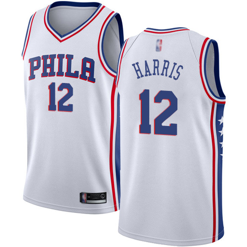 Philadelphia 76ers #12 Tobias Harris White Swingman Association Edition Jersey Mens