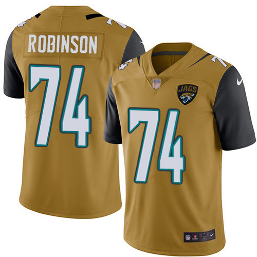 Jacksonville Jaguars #74 Cam Robinson Gold Men's Stitched Limited Rush Jersey Men's