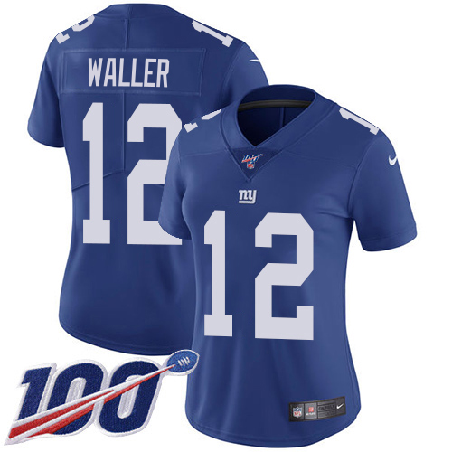 Giants #12 Darren Waller Royal Blue Team Color Women's Stitched 100th Season Vapor Untouchable Limited Jersey