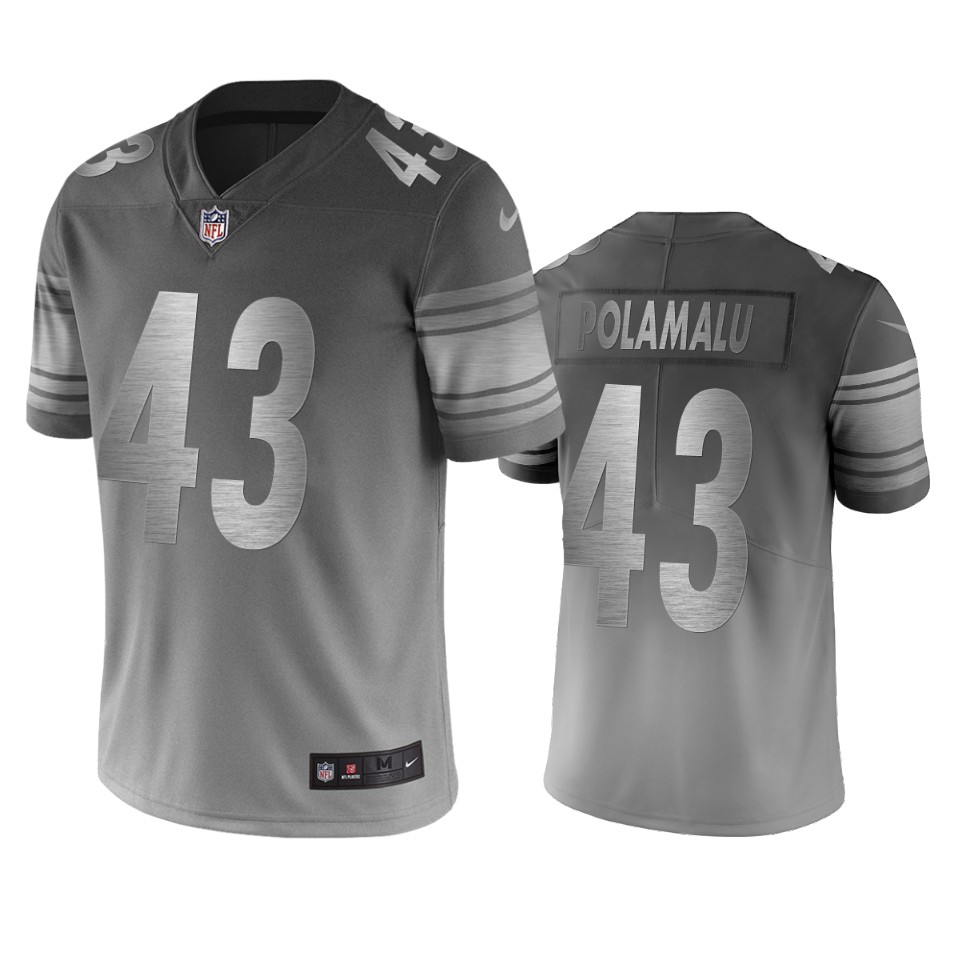 Pittsburgh Steelers #43 Troy Polamalu Silver Gray Vapor Limited City Edition Jersey