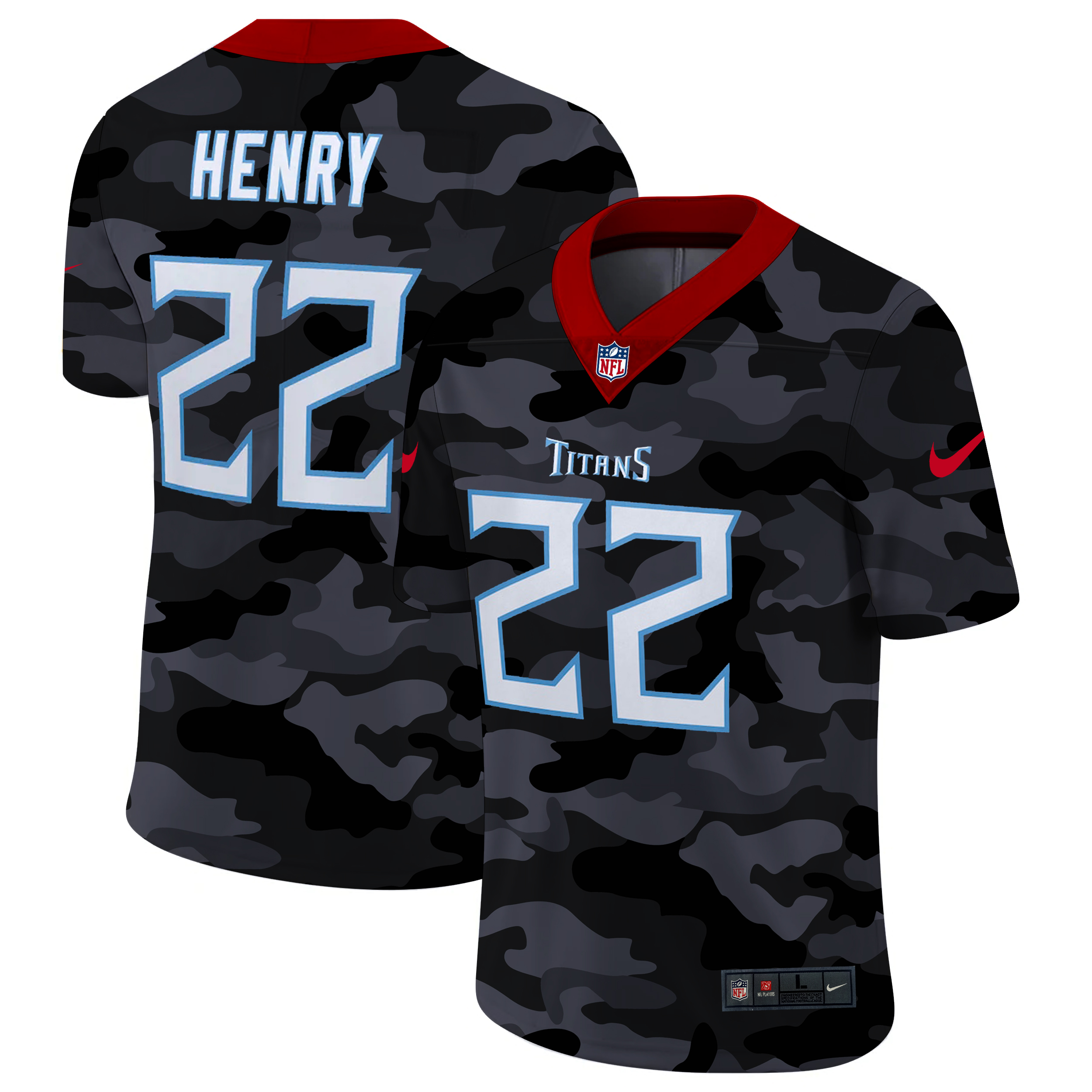 Tennessee Titans #22 Derrick Henry Men's 2020 Black CAMO Vapor Untouchable Limited Stitched Jersey