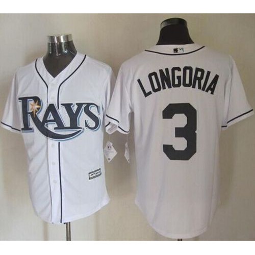 Tampa Bay Rays #3 Evan Longoria White New Cool Base Stitched Jersey Men's