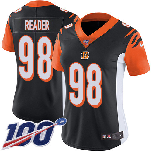 Cincinnati Bengals #98 D.J. Reader Black Team Color Women's Stitched 100th Season Vapor Untouchable Limited Jersey Womens