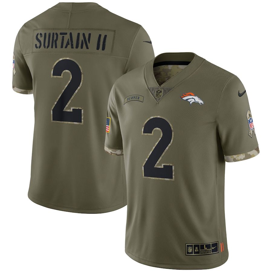 Denver Broncos #2 Patrick Surtain II Men's 2022 Salute To Service Limited Jersey - Olive