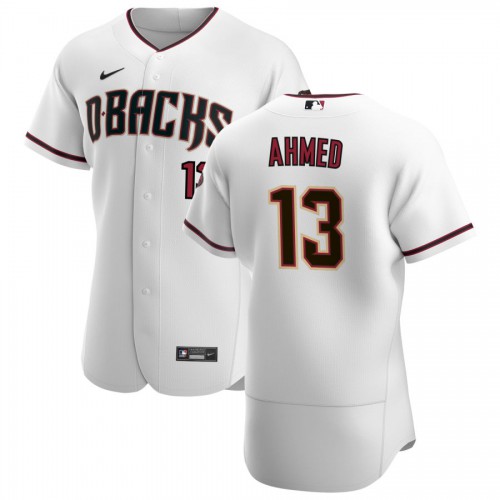 Arizona Arizona Diamondbacks #13 Nick Ahmed Men's White Crimson Authentic Home Team Jersey Men's