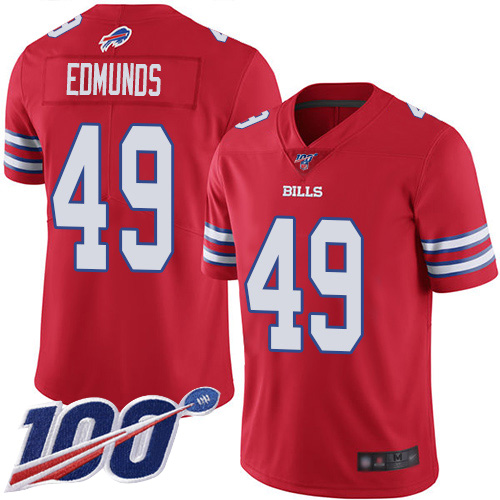 Bills #49 Tremaine Edmunds Red Men's Stitched Limited Rush 100th Season Jersey