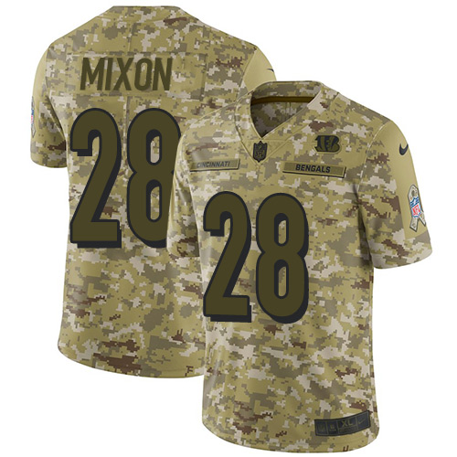 Bengals #28 Joe Mixon Camo Youth Stitched Limited 2018 Salute To Service Jersey