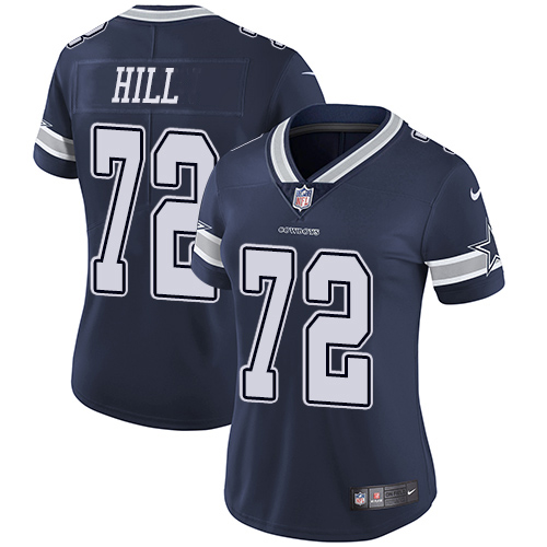 Dallas Cowboys #72 Trysten Hill Navy Blue Team Color Women's Stitched Vapor Untouchable Limited Jersey Womens