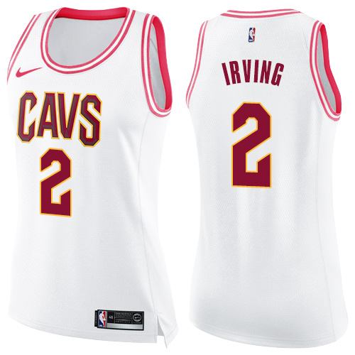 Cleveland Cavaliers #2 Kyrie Irving White/Pink Womens Swingman Fashion Jersey Womens