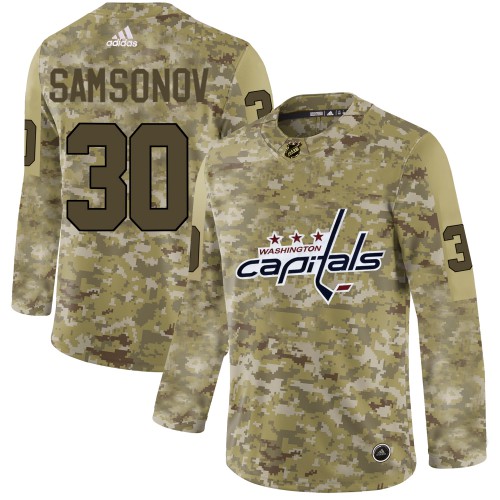 Adidas Washington Capitals #30 Ilya Samsonov Camo Authentic Stitched Jersey Men's