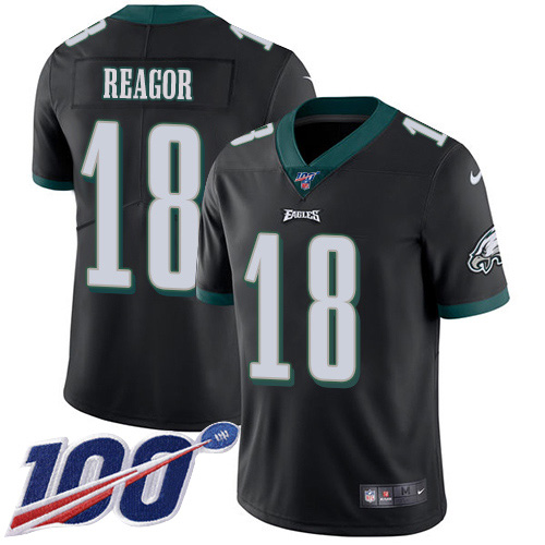 Philadelphia Eagles #18 Jalen Reagor Black Alternate Men's Stitched 100th Season Vapor Untouchable Limited Jersey Men's