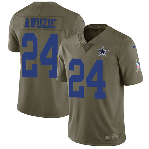 Dallas Cowboys #24 Chidobe Awuzie Olive Youth Stitched Limited 2017 Salute to Service Jersey Youth