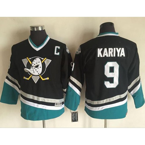 Anaheim Ducks #9 Paul Kariya Black CCM Throwback Youth Stitched Jersey Youth