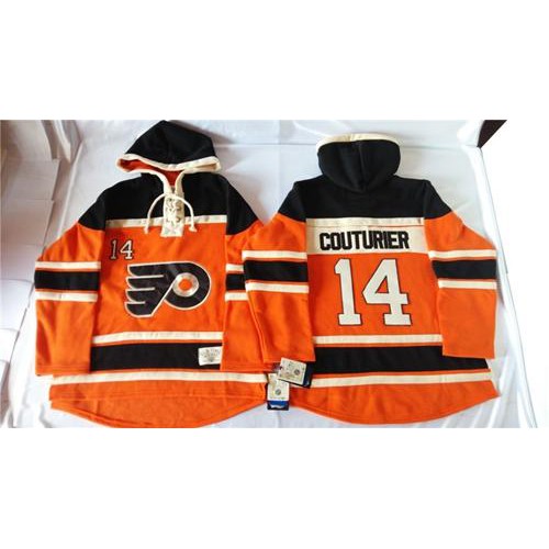 Philadelphia Flyers #14 Sean Couturier Orange Sawyer Hooded Sweatshirt Stitched Jersey Men's