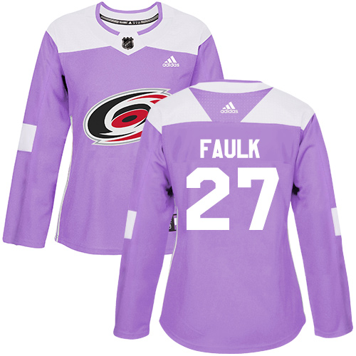 Adidas Carolina Hurricanes #27 Justin Faulk Purple Authentic Fights Cancer Women's Stitched Jersey Womens