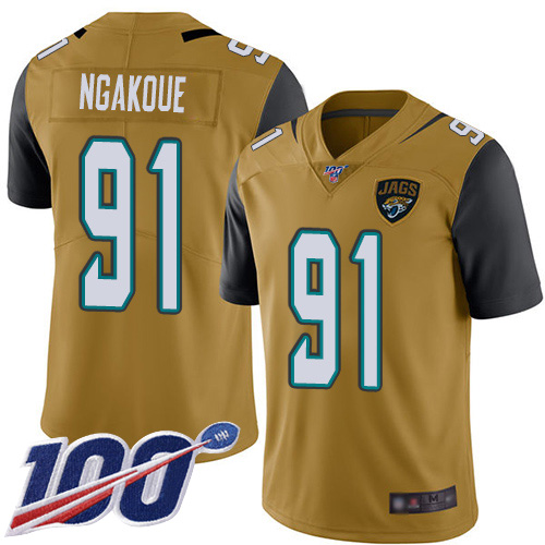 Jacksonville Jaguars #91 Yannick Ngakoue Gold Men's Stitched Limited Rush 100th Season Jersey Men's