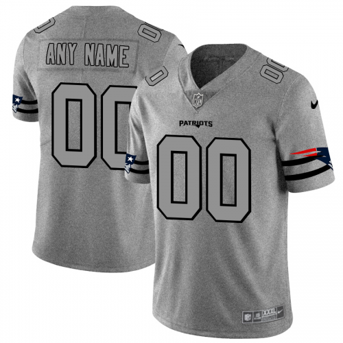 New England Patriots Custom Men's Gray Gridiron II Vapor Untouchable Limited Jersey