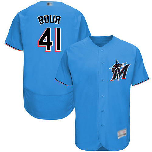 Miami Marlins #41 Justin Bour Blue Flexbase Authentic Collection Stitched Jersey Men's