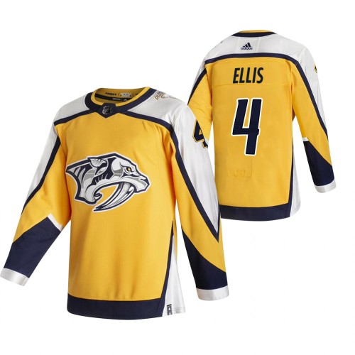 Nashville Nashville Predators #4 Ryan Ellis Yellow Men's Adidas 2020-21 Reverse Retro Alternate Jersey Men's