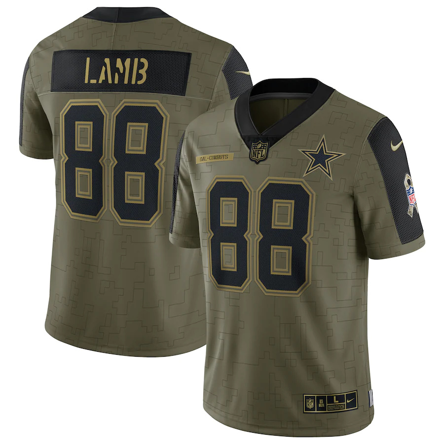 Dallas Cowboys #88 CeeDee Lamb Olive 2021 Salute To Service Limited Player Jersey