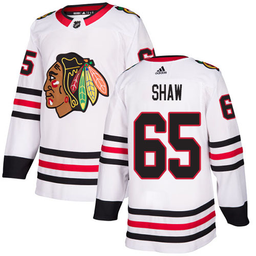 Adidas Chicago Blackhawks #65 Andrew Shaw White Road Authentic Stitched Youth Jersey Youth