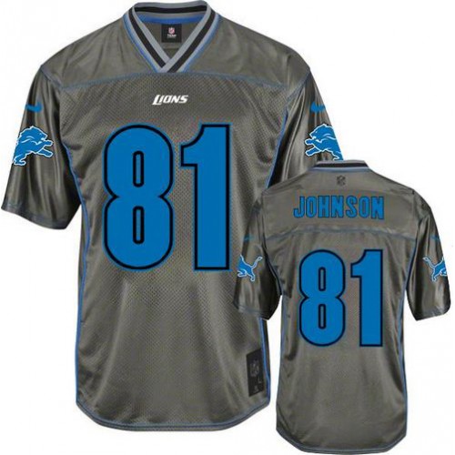 Detroit Lions #81 Calvin Johnson Grey Youth Stitched Elite Vapor Jersey Youth