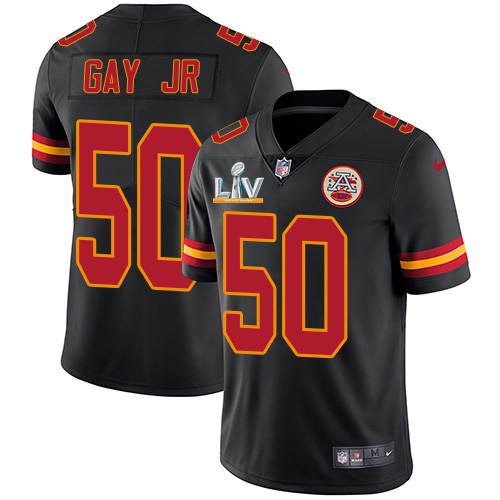 Kansas City Chiefs #50 Willie Gay Jr. Black Men's Super Bowl LV Bound Stitched Limited Rush Jersey Men's