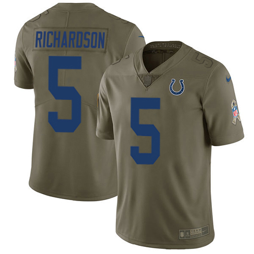 Colts #5 Anthony Richardson Olive Men's Stitched Limited 2017 Salute To Service Jersey
