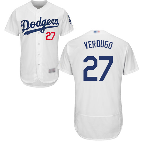 Los Angeles Dodgers #27 Alex Verdugo White Flexbase Authentic Collection Stitched Jersey Men's