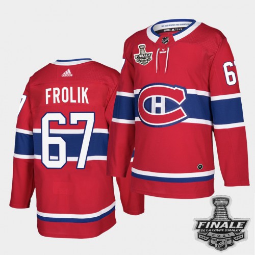Adidas Montreal Canadiens #67 Michael Frolik Red Home Authentic 2021 Stanley Cup Final Patch Jersey Men's