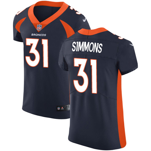 Broncos #31 Justin Simmons Navy Blue Alternate Men's Stitched Vapor Untouchable Elite Jersey