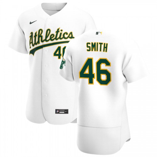 Oakland Oakland Athletics #46 Burch Smith Men's White Home 2020 Authentic Player Jersey Men's