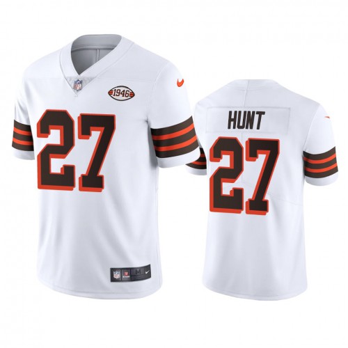 Cleveland Cleveland Browns #27 Kareem Hunt 1946 Collection Alternate Vapor Limited Jersey - White Men's