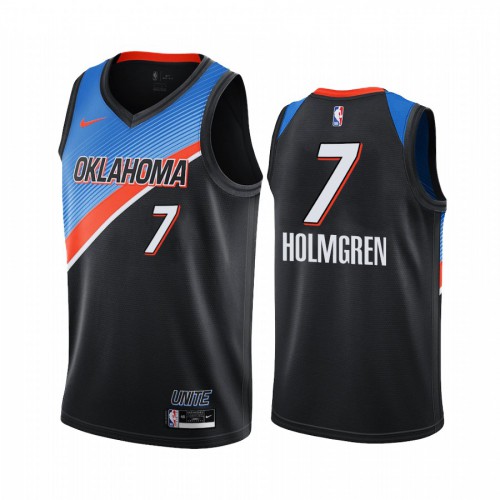 Oklahoma City Thunder #7 Chet Holmgren Black Swingman 2020-21 City Edition Jersey Mens